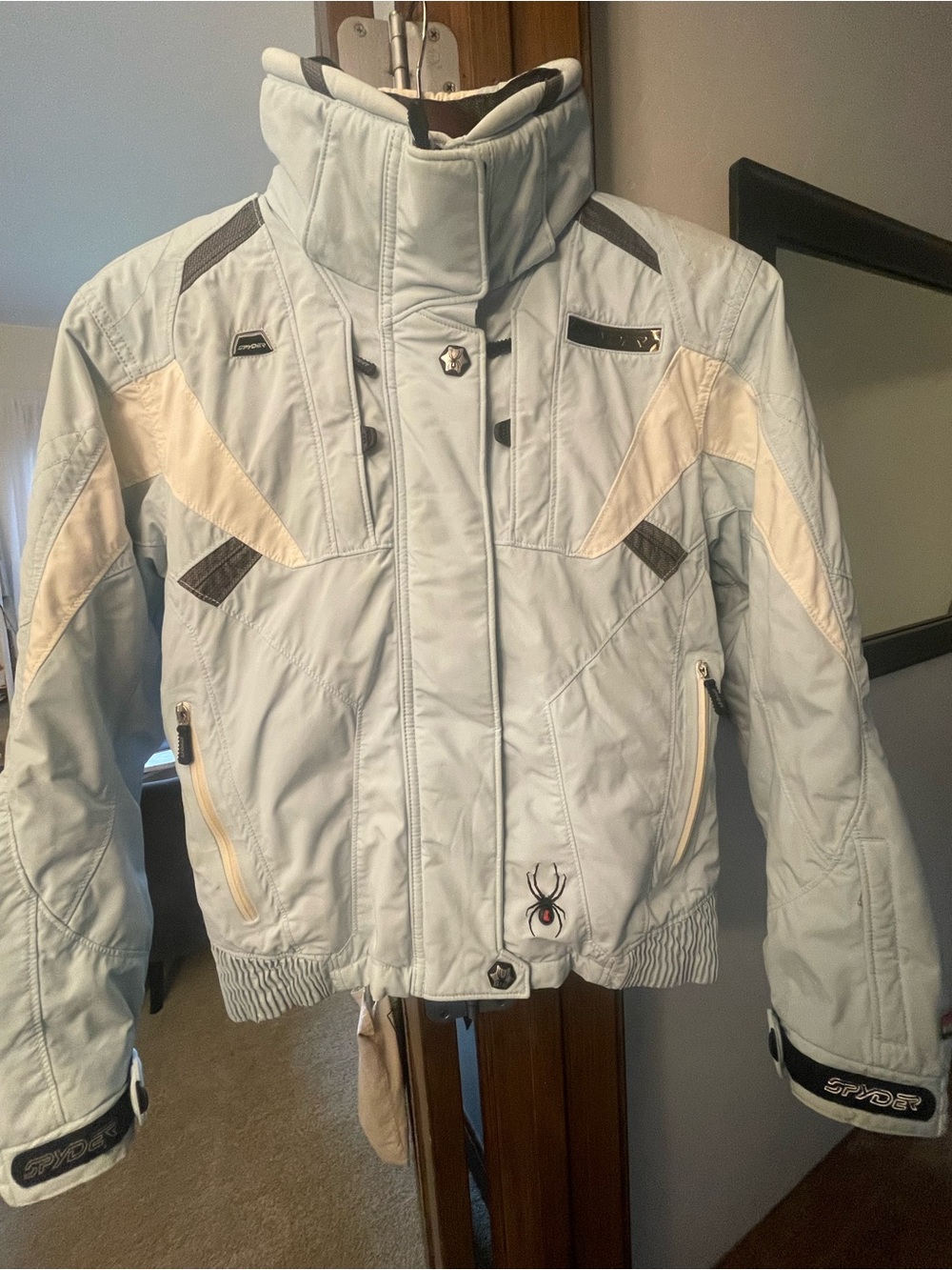 Spyder Women's Pale Blue and Cream Ski Jacket
